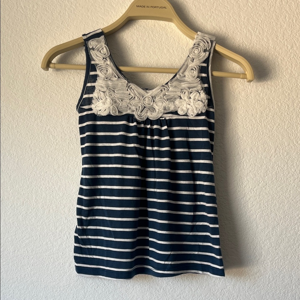 Julie's Closet Striped Tank Top with Lace Detail